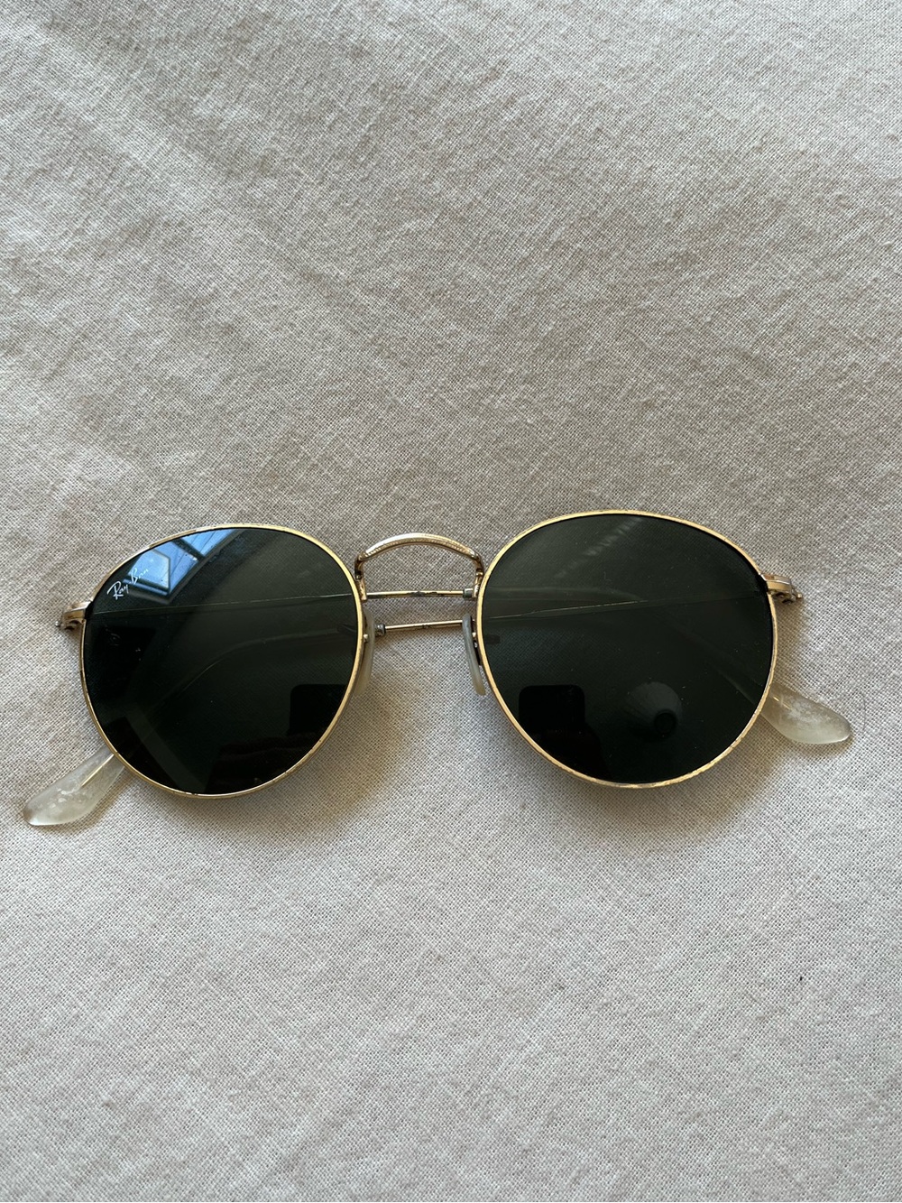 Ray-Ban Gold Frame Sunglasses with Dark Green Lenses - Made in Italy